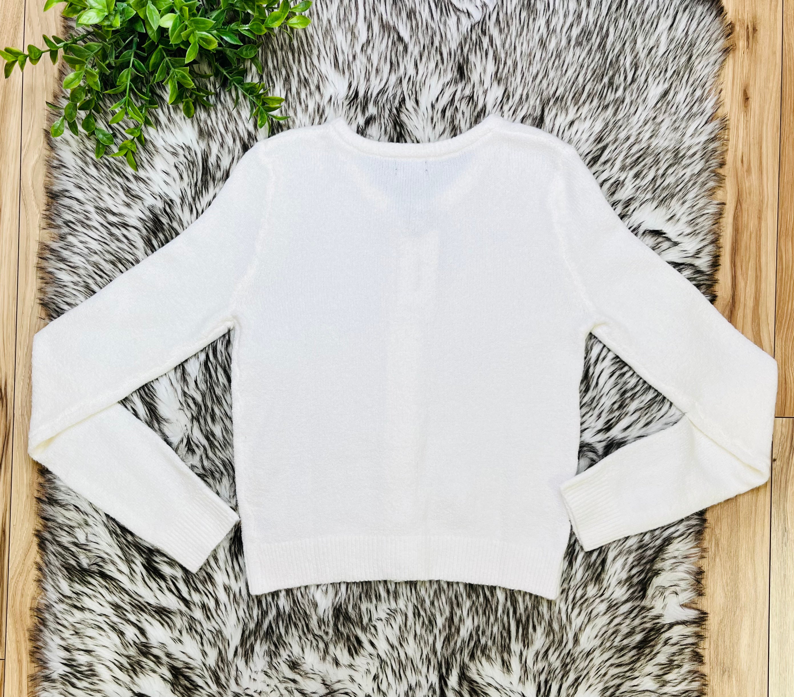 Women’s Love Tree Ivory Gold Button Up Sweater Top- True to Size