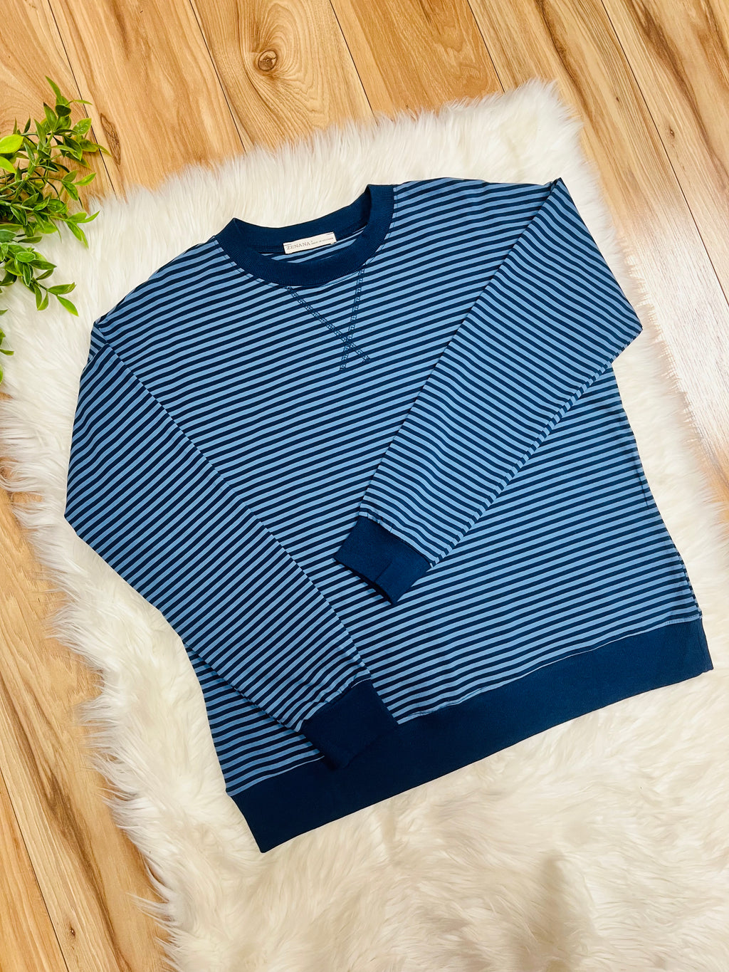 Women’s Zenana Navy Stripe Long Sleeve Top