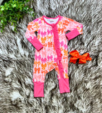 Girl’s Bright Orange and Pink Bow Zipper Sleeper
