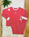 Women’s Zenana Red Striped Ribbed Pant Set