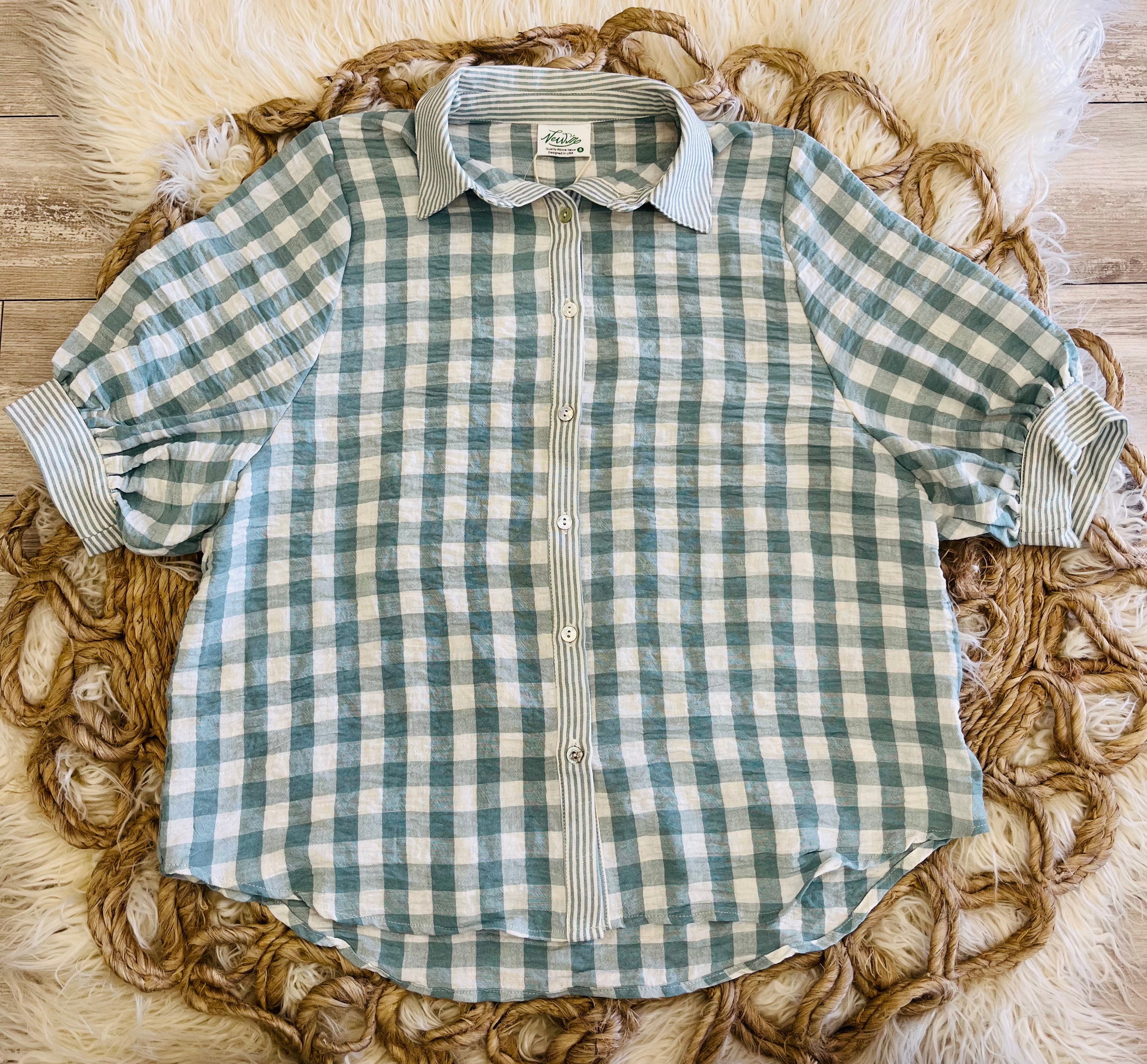 Women’s Very J Sage Gingham Short Set