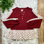 Women’s Bibi Marsala Floral Detail Top- True to Size