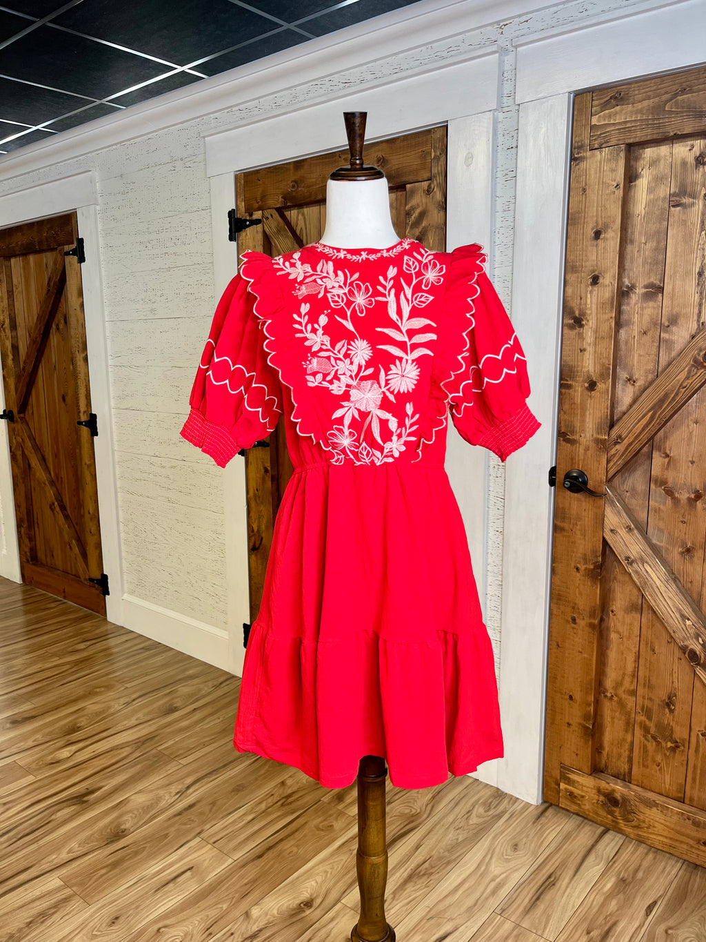Women’s Umgee Cherry Red Embroidered Dress