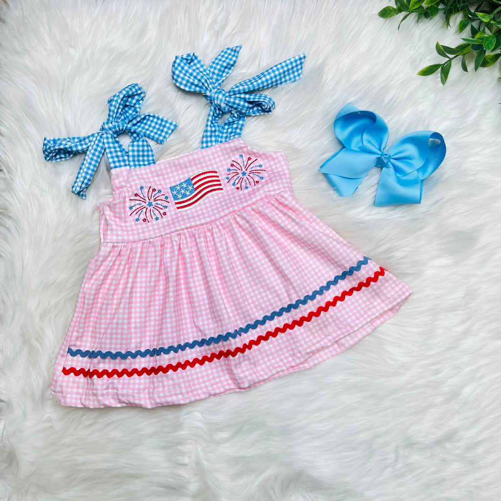 Girls Freedom Sparkles Embroidered Set July 4th