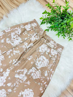 Women’s Anniewear Latte Rose Print Barrel Knit Pants- True to Size