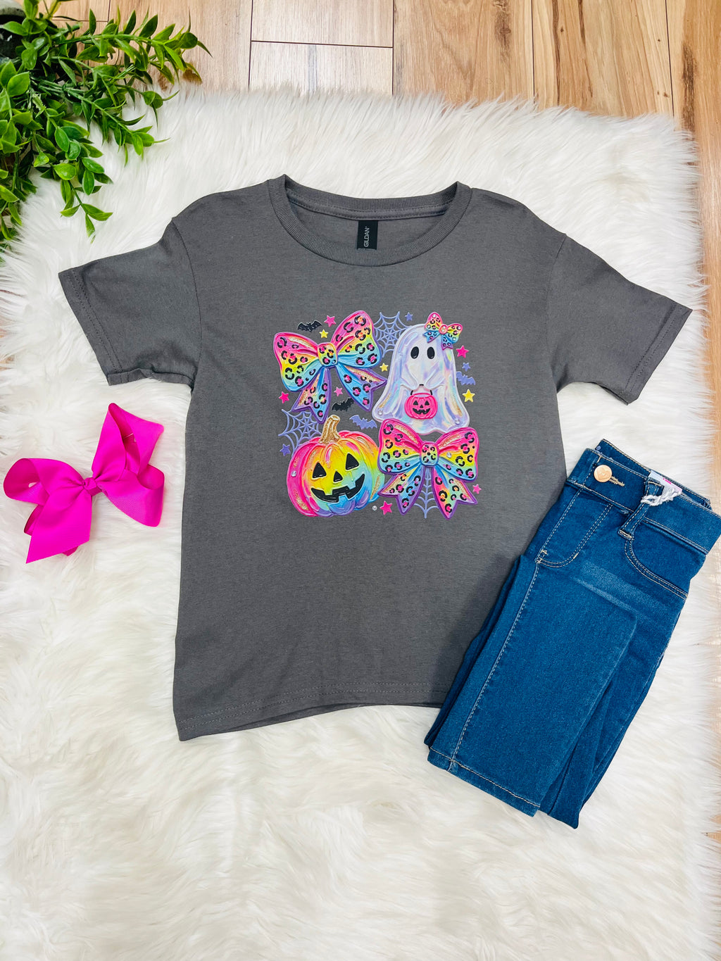 Girl’s Grey Halloween Tee Multi Color