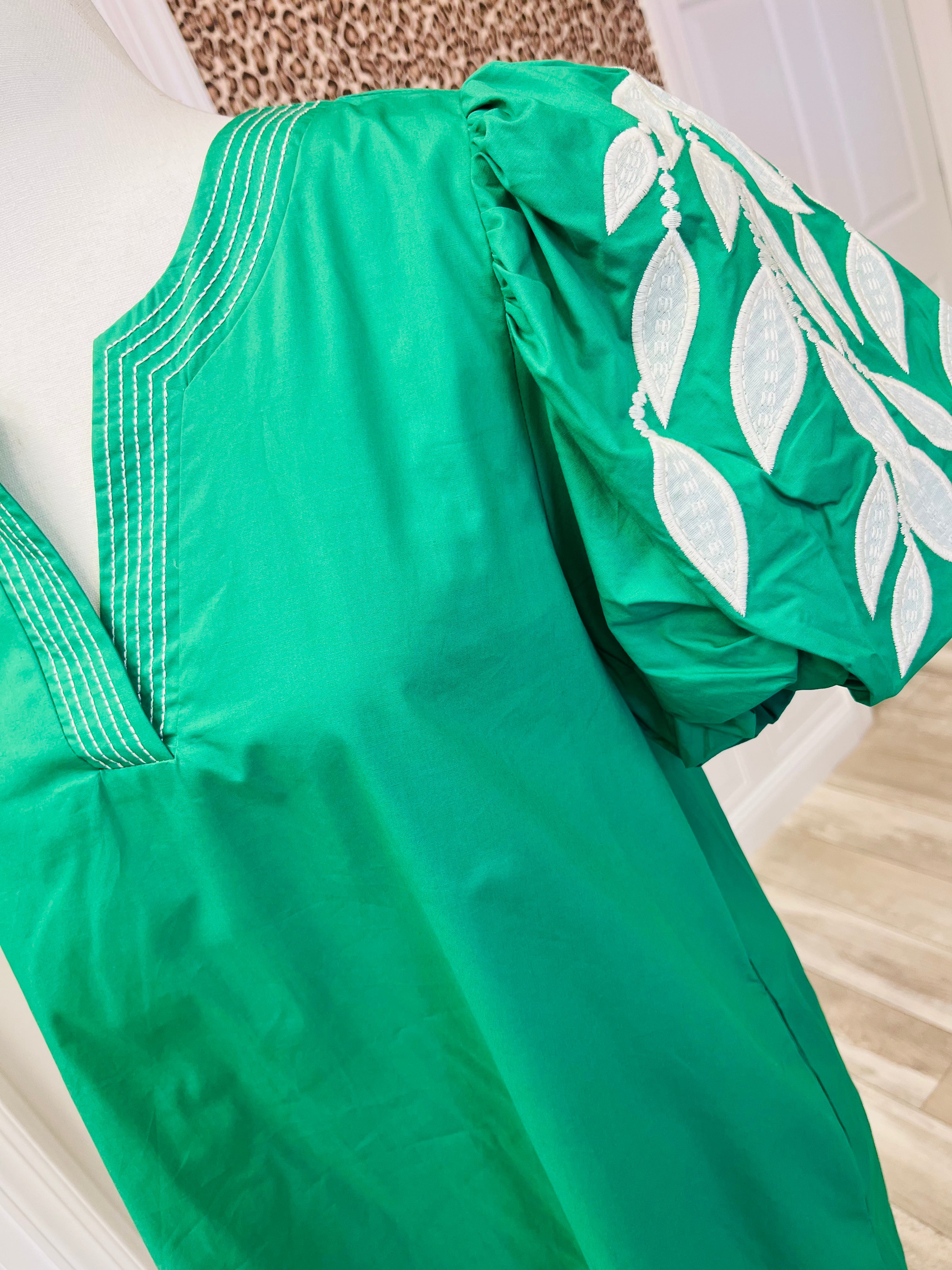 Women’s Green Puff Sleeve Dress