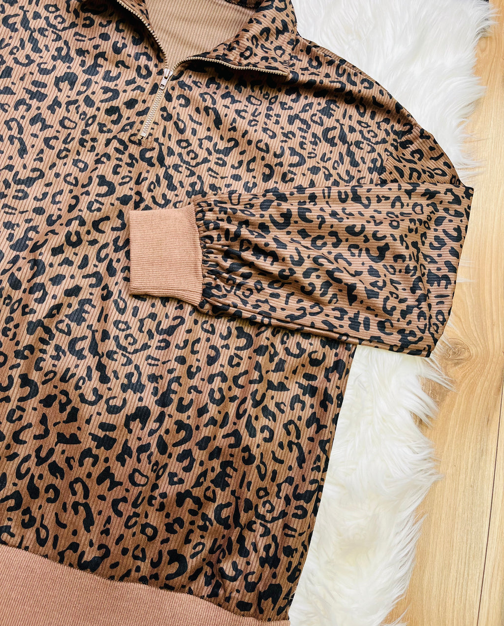 Women’s Evermmee Leopard Quarter Zip Top- True to Size