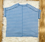 Women’s Zenana Cornflower Blue Ribbed Striped Top