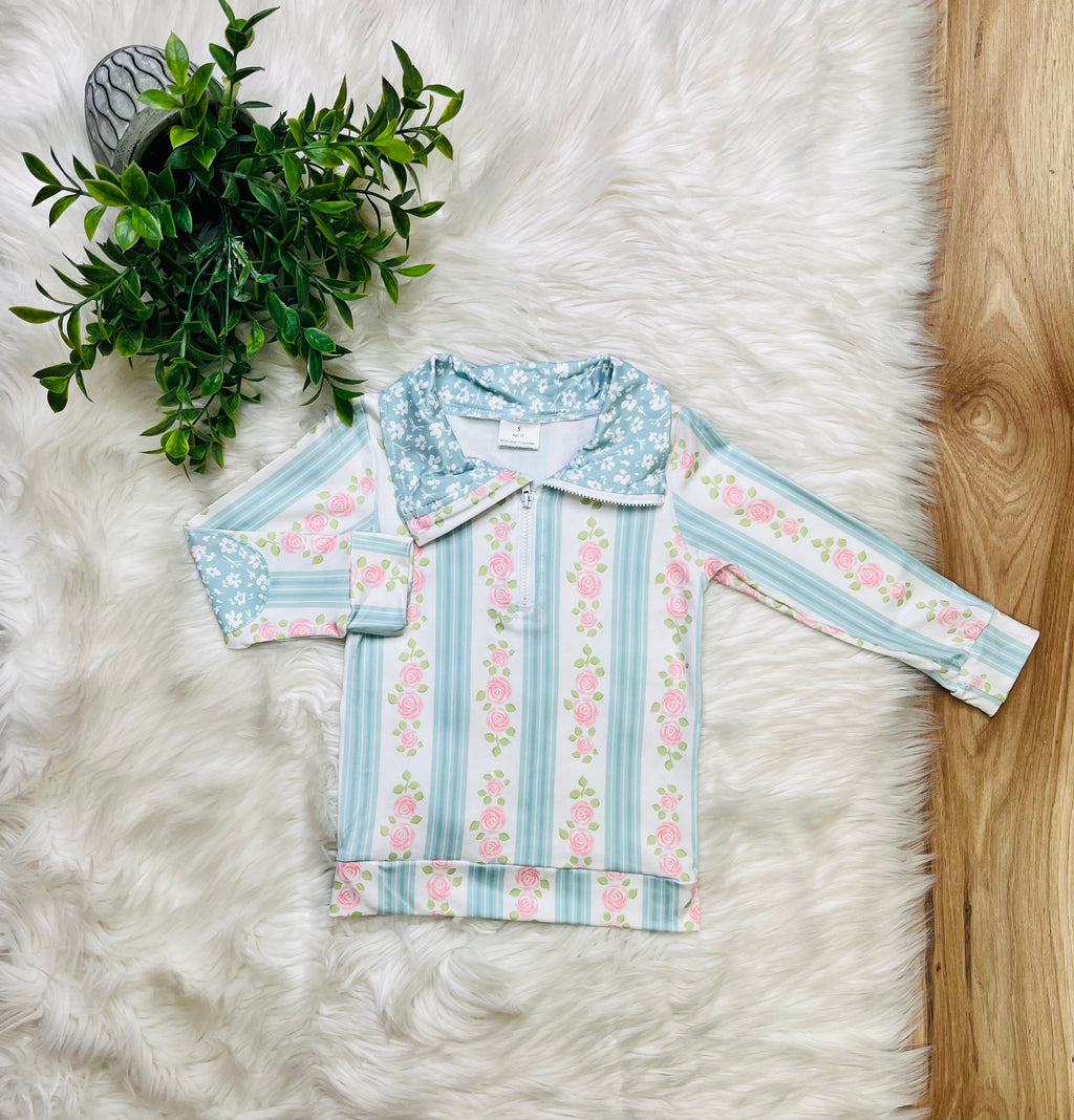 Girl’s Blue Rose Skort Outfit Set