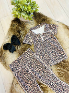 Girl’s Quarter Zip Cheetah Print Flare Pant Outfit