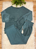 Women’s Evermmee Dark Teal Stripe Pant Set- True to Size
