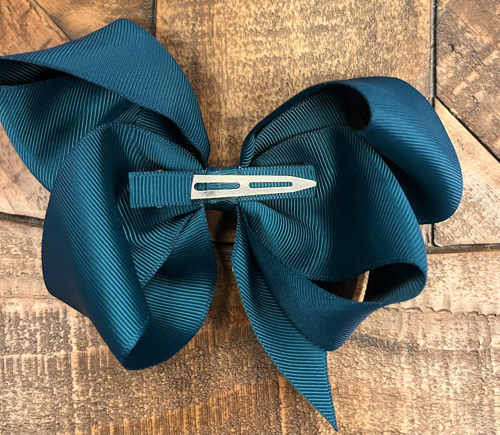 Hair Bow 6” Alligator Clip - Forest Green
