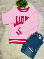 Women’s LuLu Mac Light Pink/Hot Pink Stitch Sweatshirt - Oversized  Fit