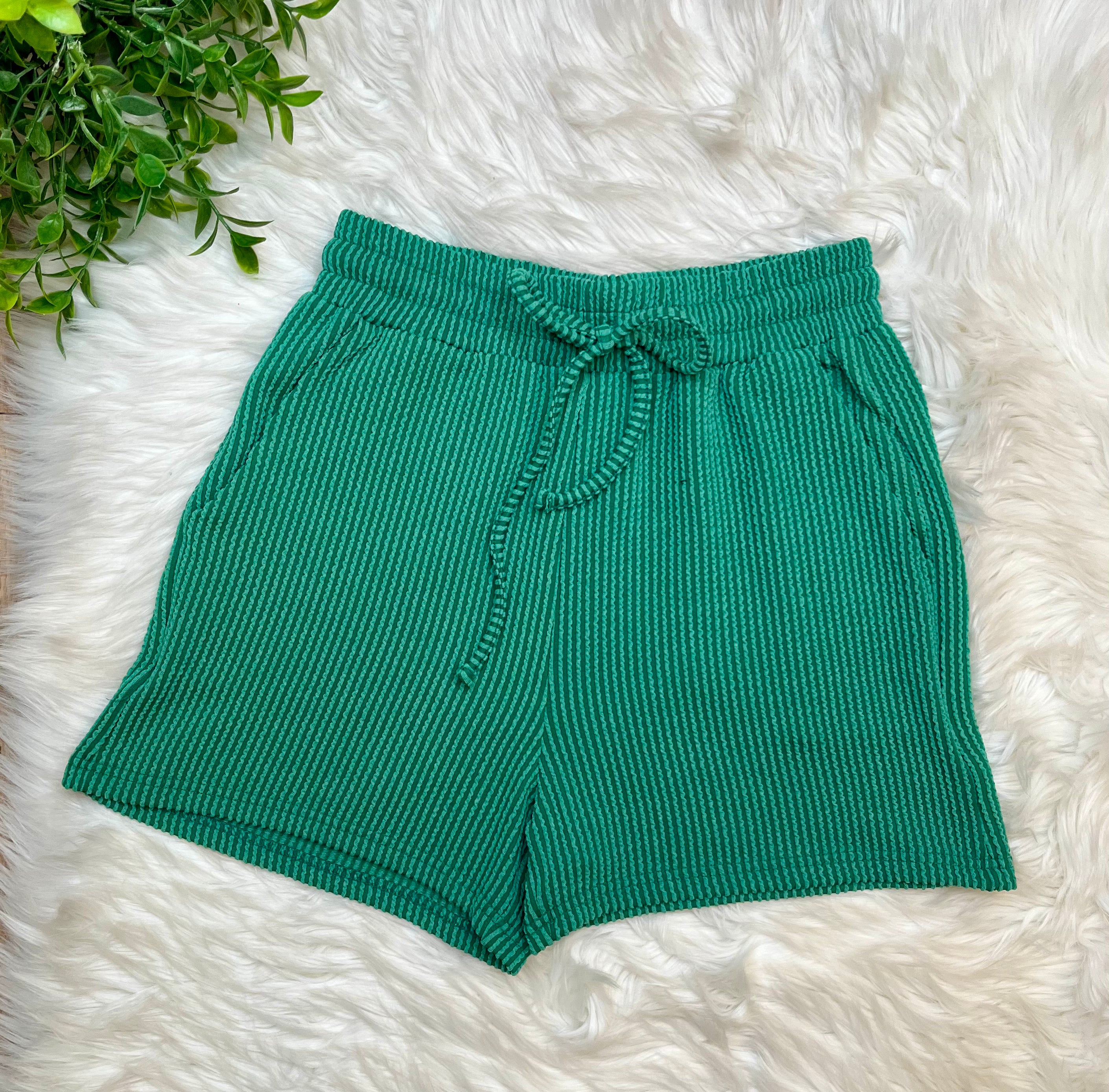 Women’s Zenana Green Ribbed Short Set