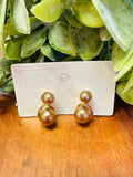 Gold Double Pearl Drop Earrings