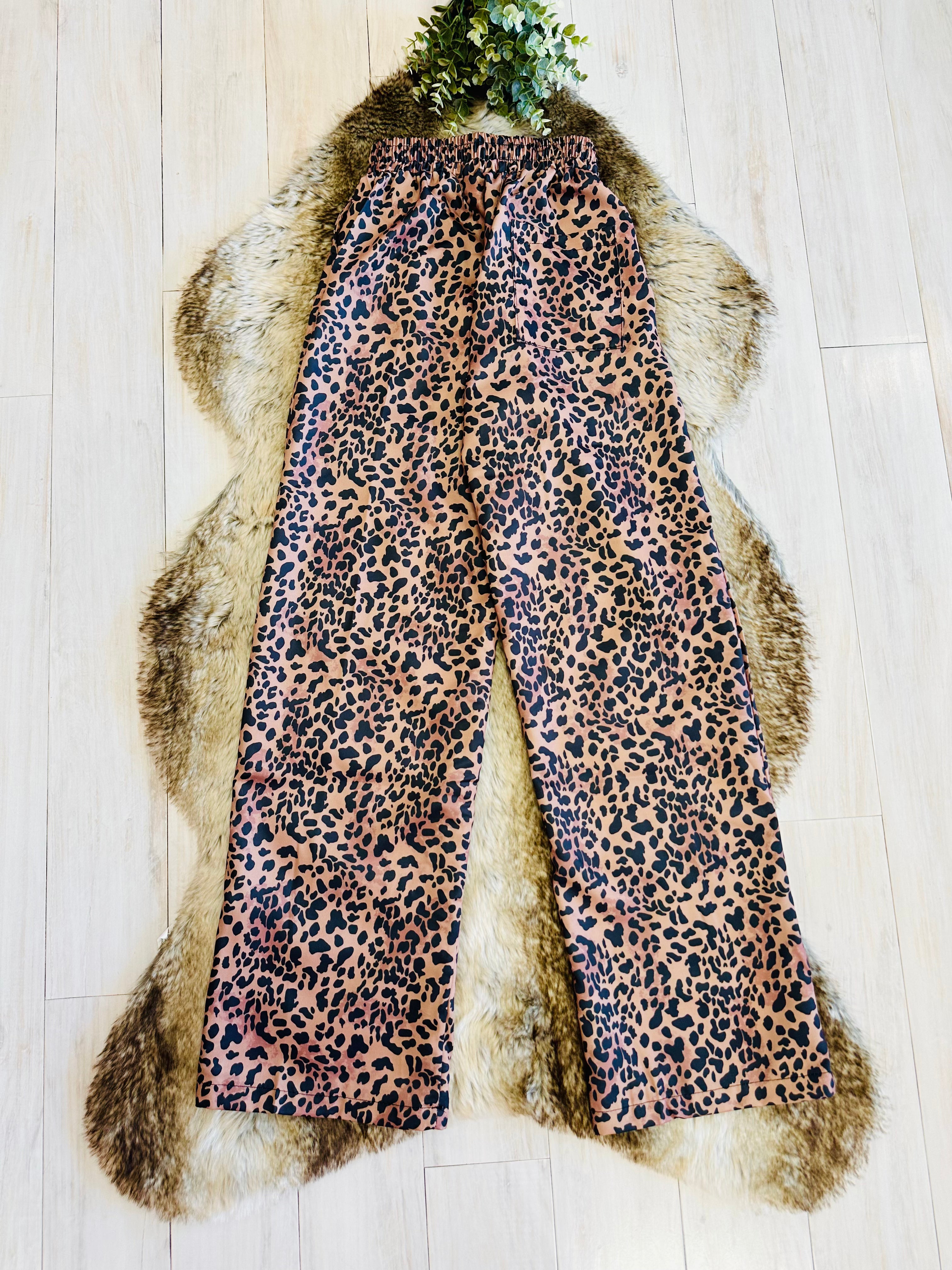 Women’s Regular and Curvy Leopard Print Pants with Pockets- True to Size