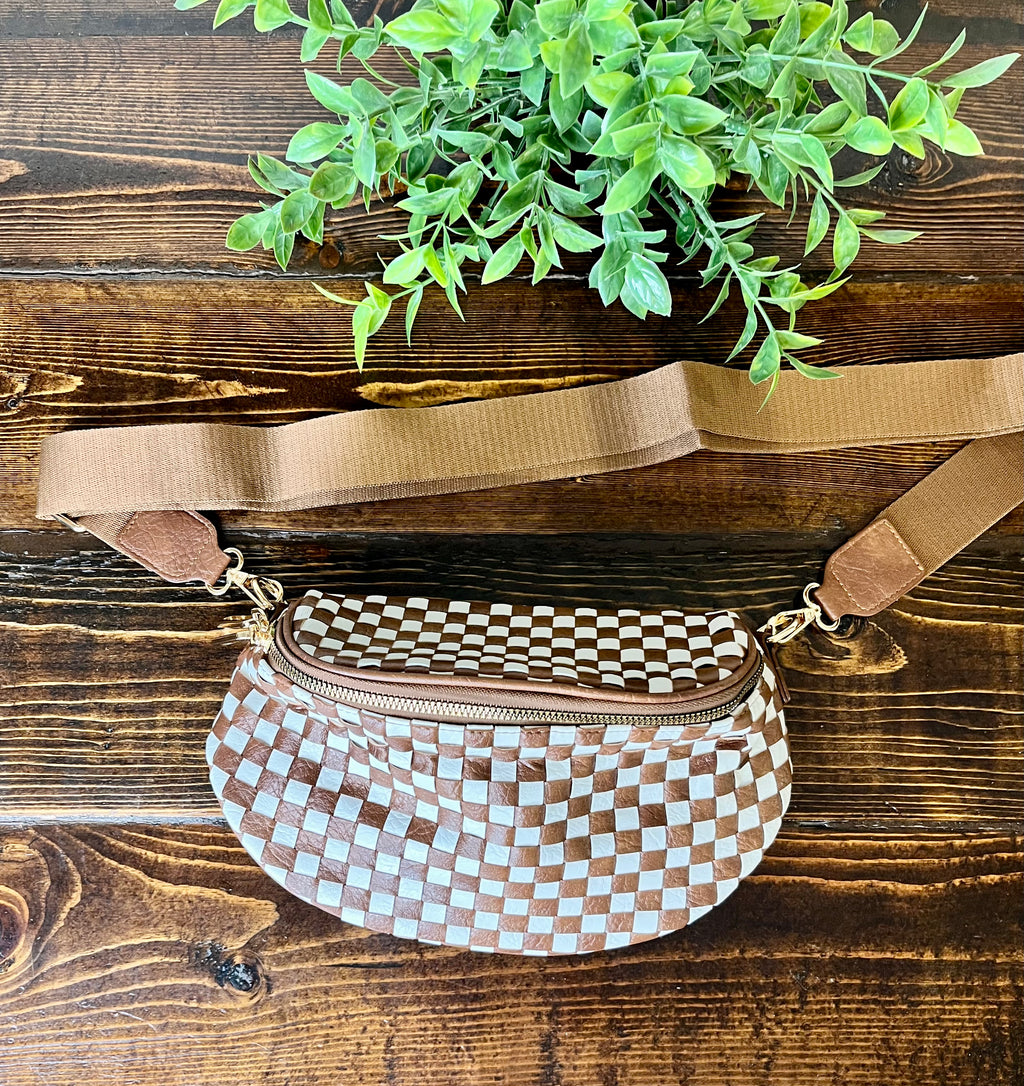 Women’s Brown Woven Crossbody Bag