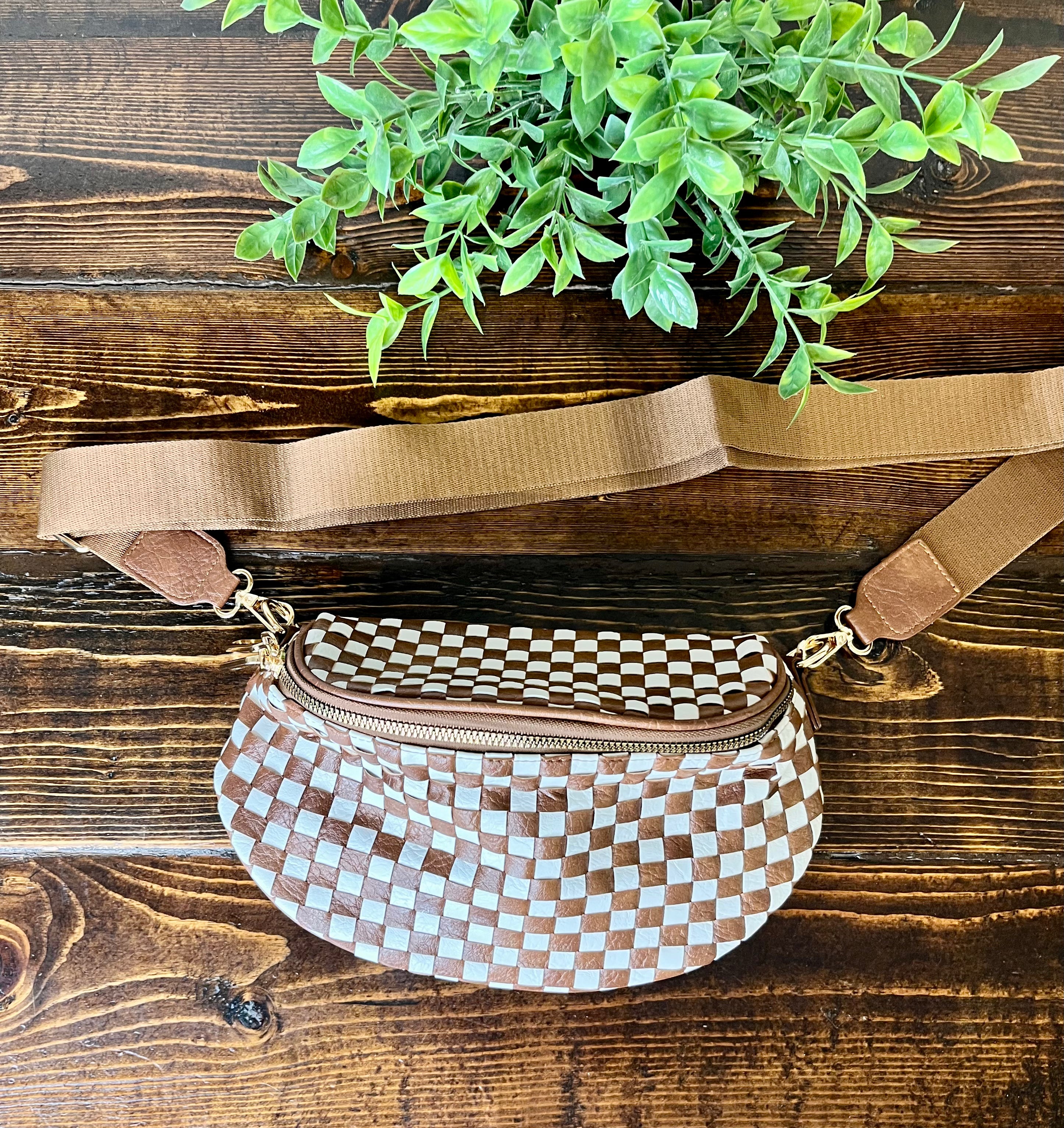 Women’s Brown Woven Crossbody Bag