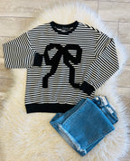 Women’s Evermmee Classy Bow Stripped long sleeve Blouse - True to Size