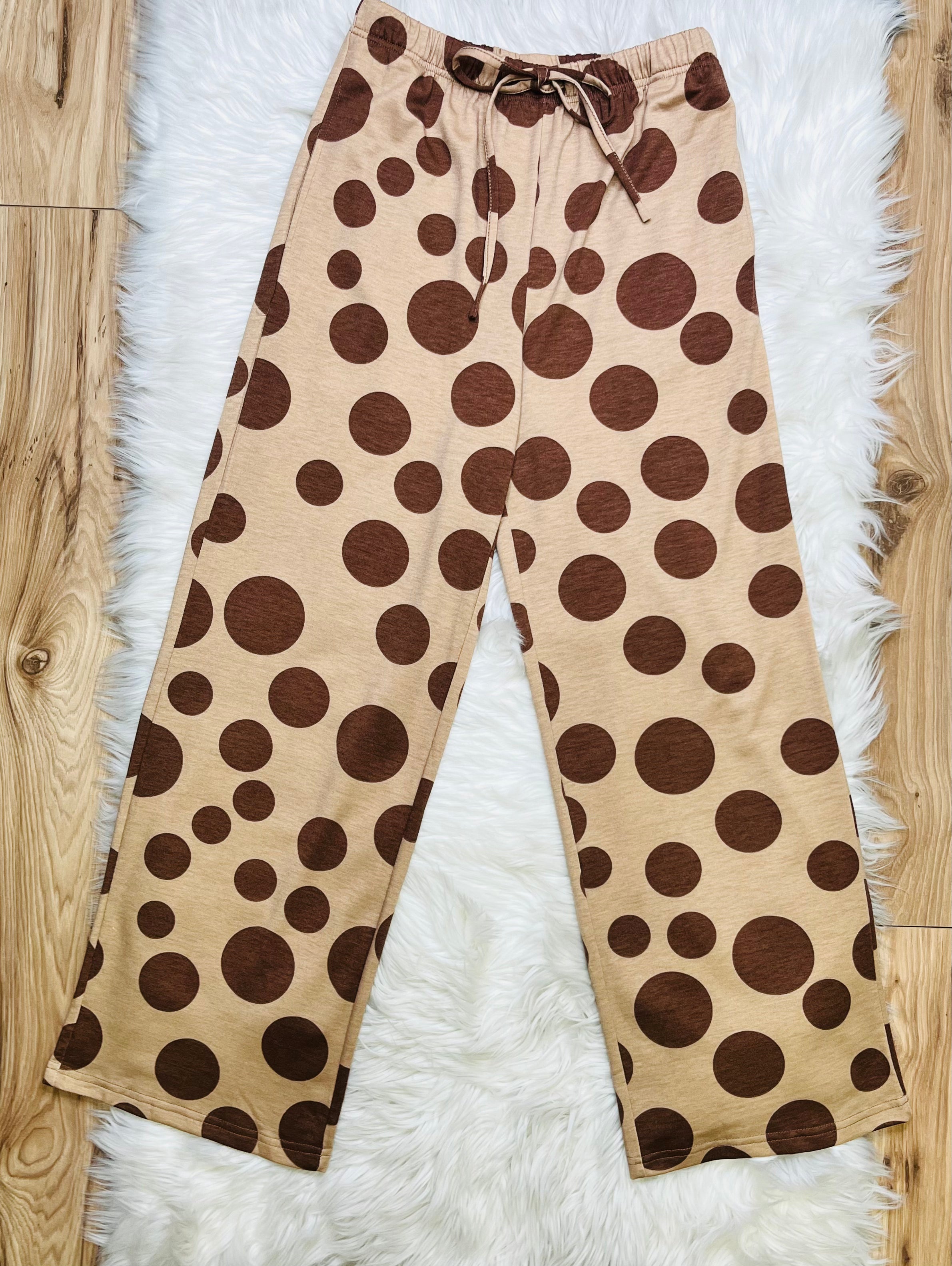Women’s Evermmee Brown Polka Dot Set- Loose Fit