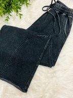 Women’s Zenana Ash Black Wide Leg Acid Wash Pants -Oversized
