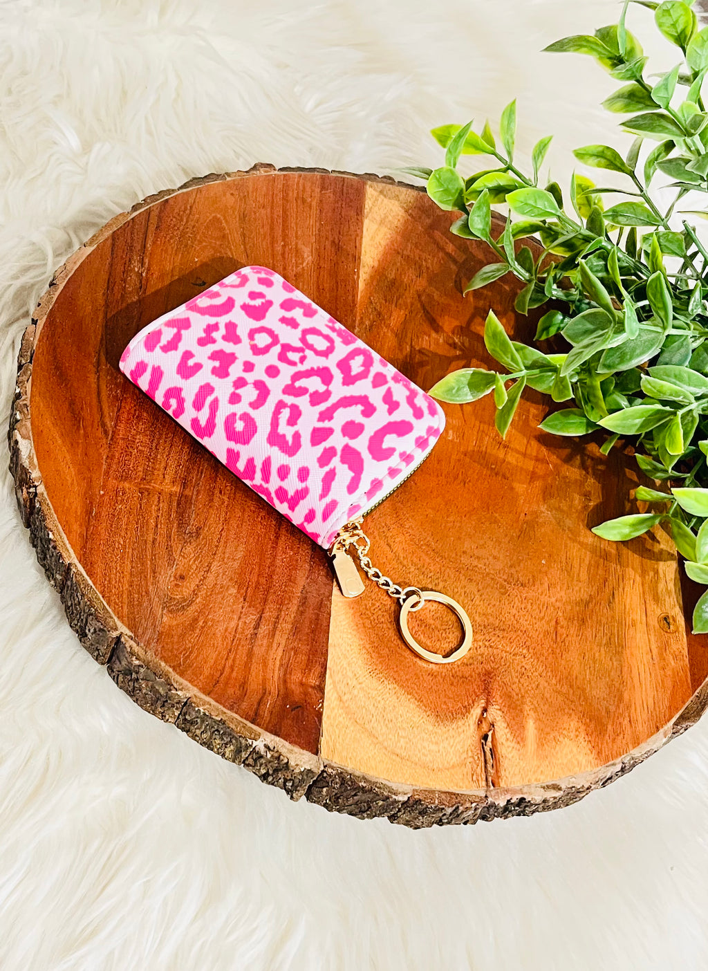 Hot Pink Cheetah Print Zipper Wallet