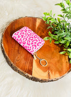 Hot Pink Cheetah Print Zipper Wallet