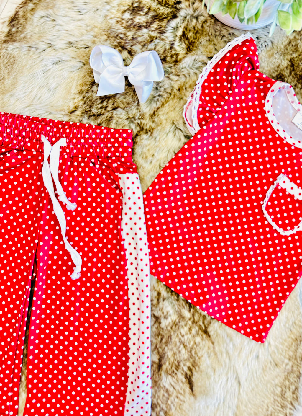 Girls Red & White Polka Dot Outfit