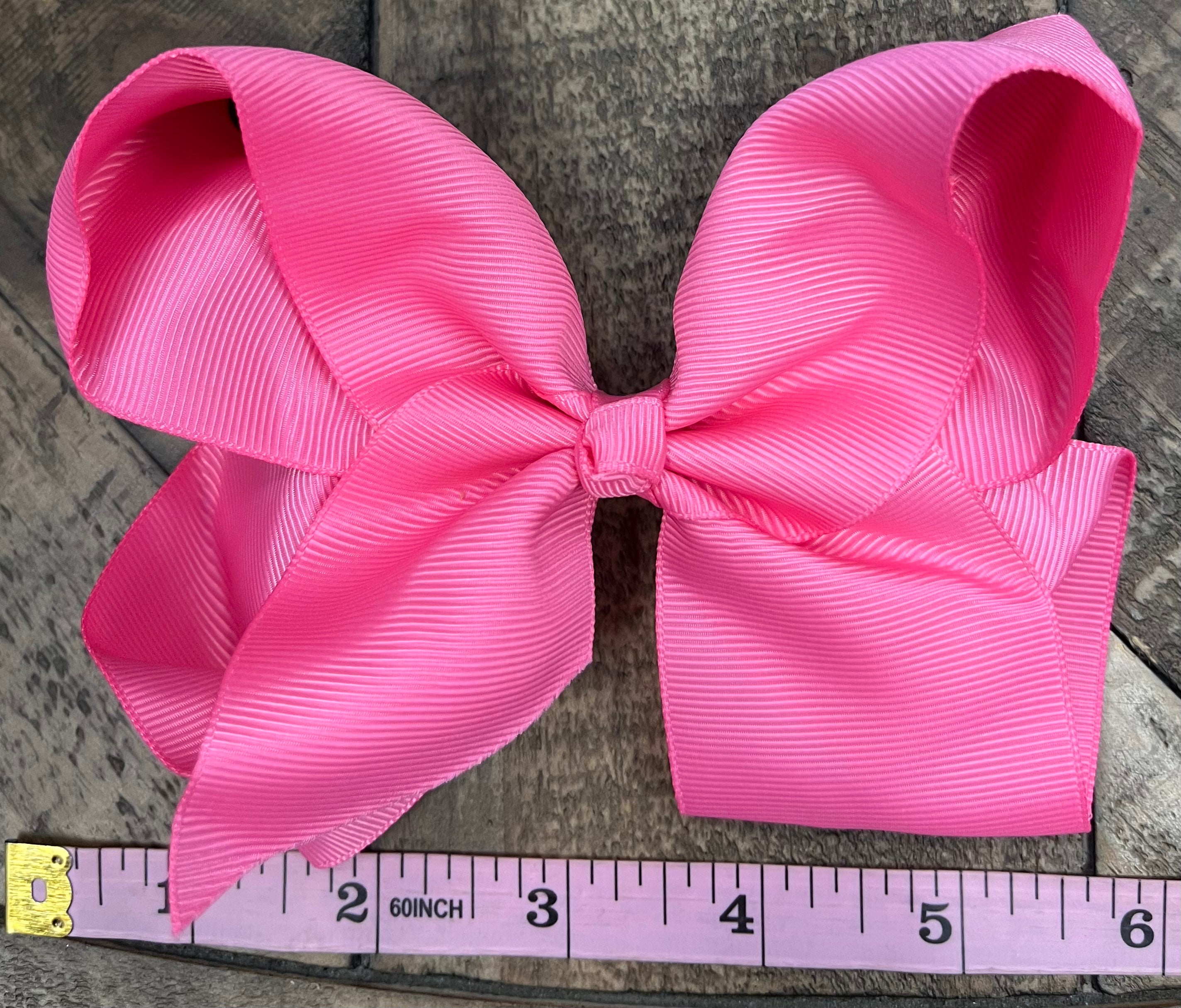 Hair Bow 6” Alligator Clip - Candy Pink