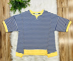 Women’s Very J Blue Stripe With Yellow Detail Top