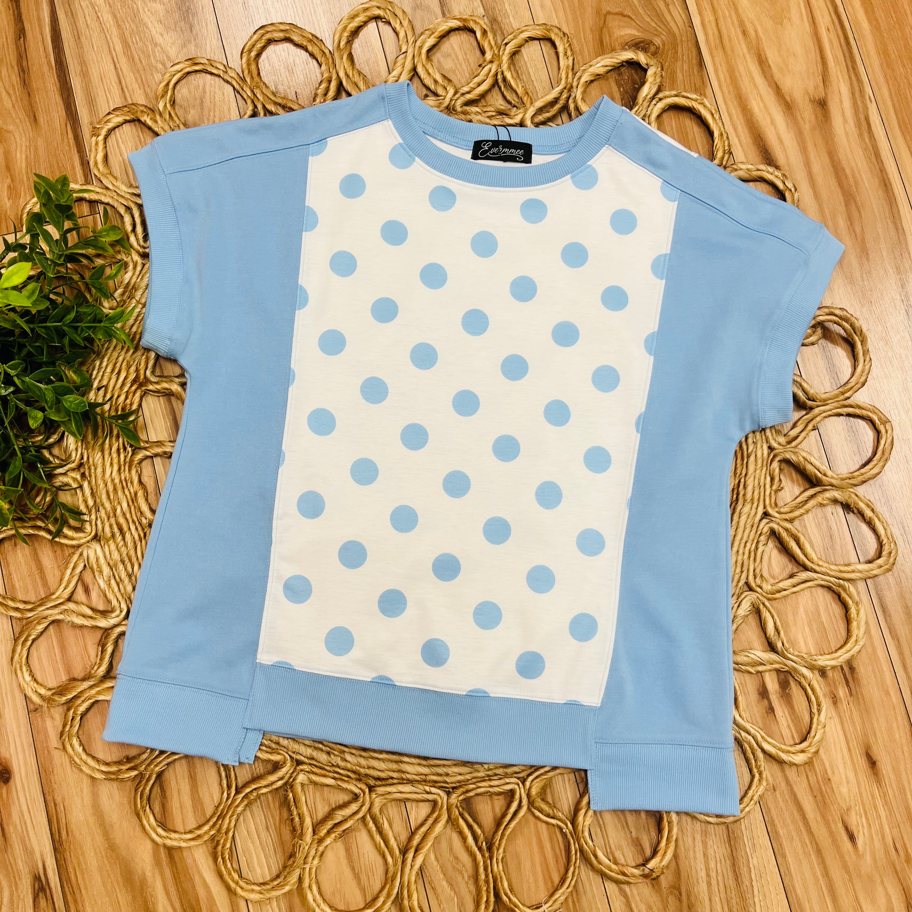 Women’s Evermmee Blue and White Polka Dot Pant Set