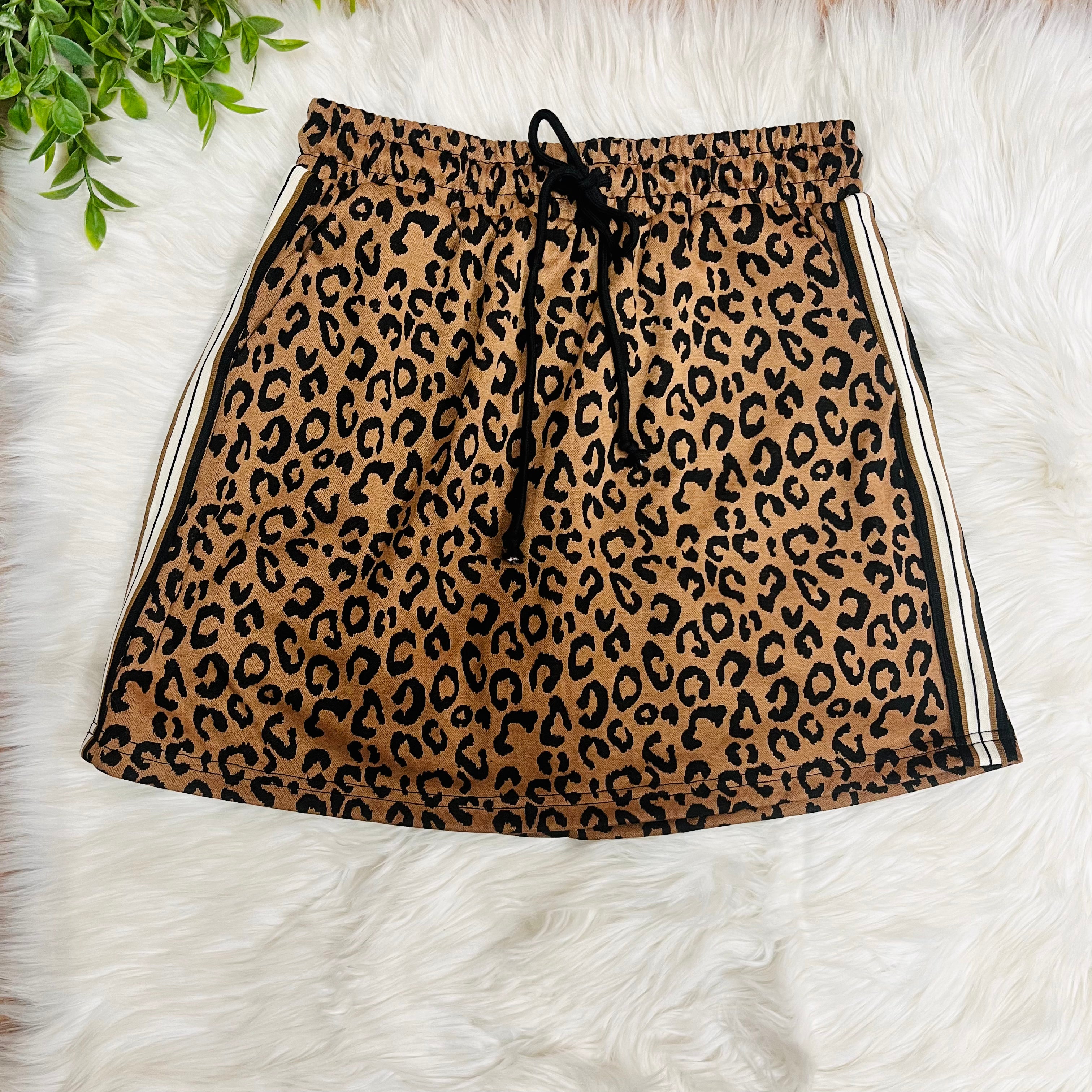 Women’s Evermmee Leopard Print Half Zip Skort Set