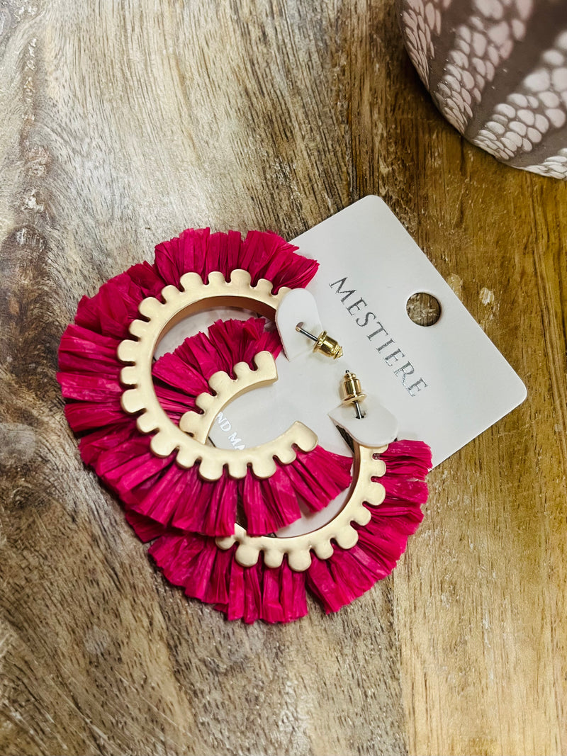 Hot Pink Ruffle Hoops