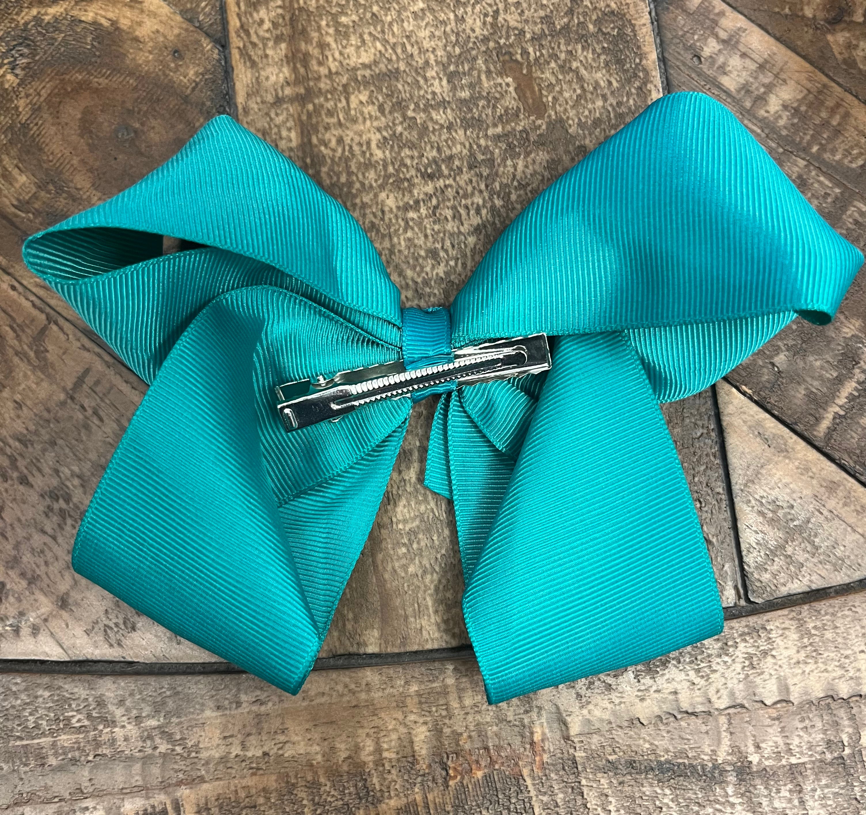 Hair Bow 6” Alligator Clip - Teal