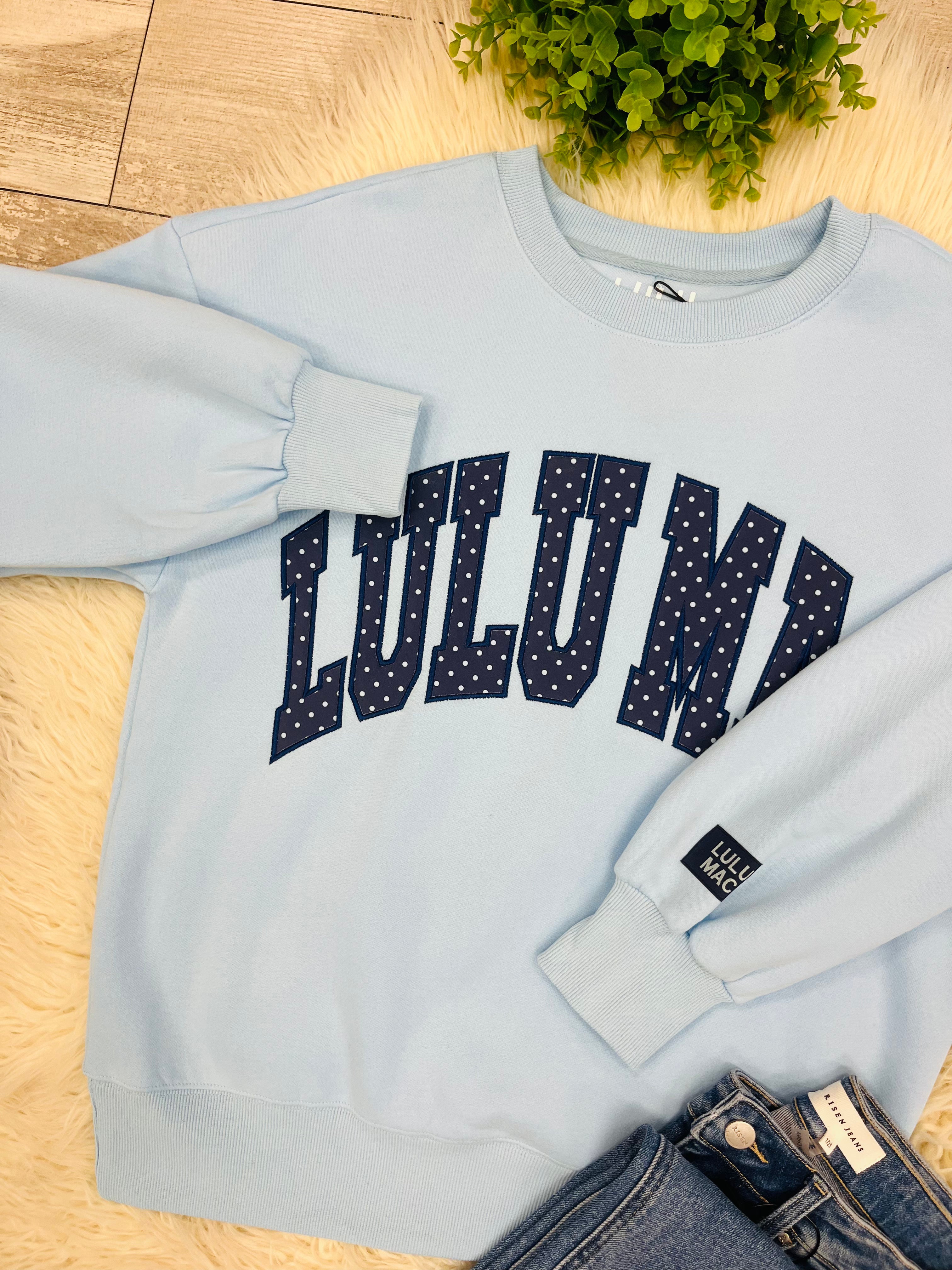 Women’s LuLu Mac Blue/Navy Polka Dot Sweatshirt - Oversized Fit