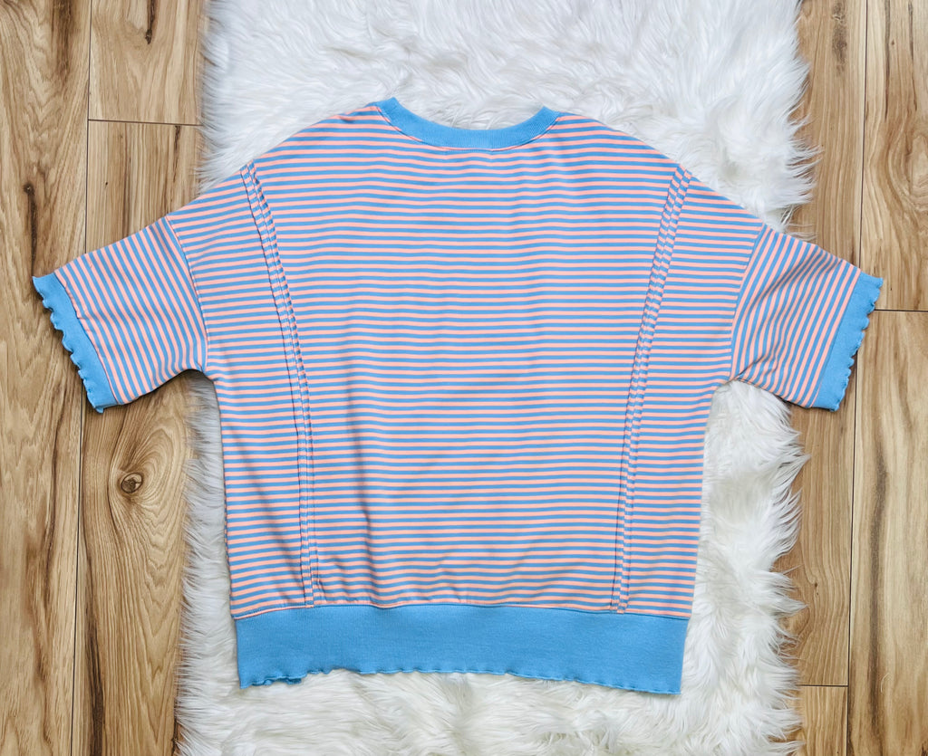 Women’s Evermmee Peach and Blue Striped Top