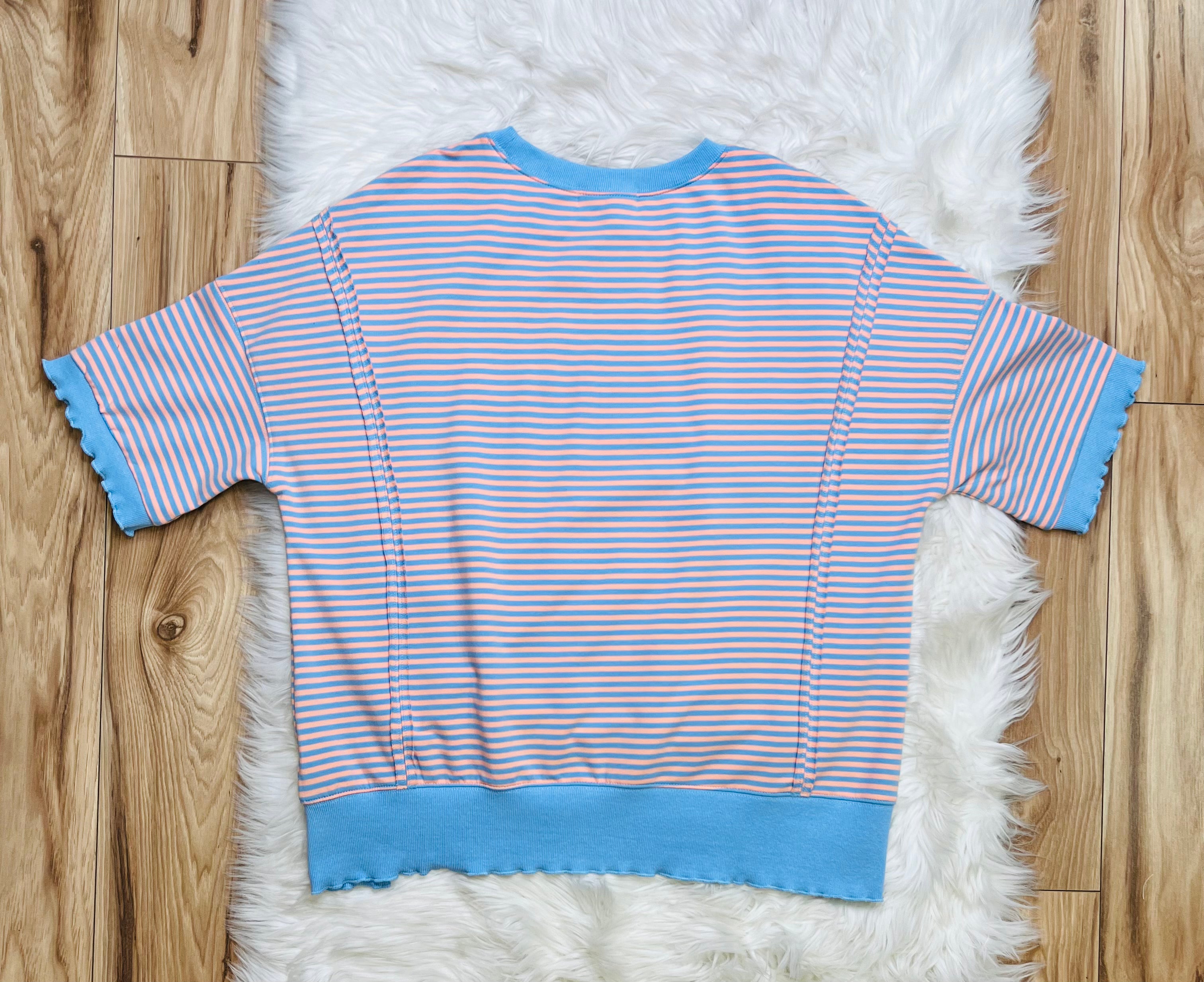 Women’s Evermmee Peach and Blue Striped Top