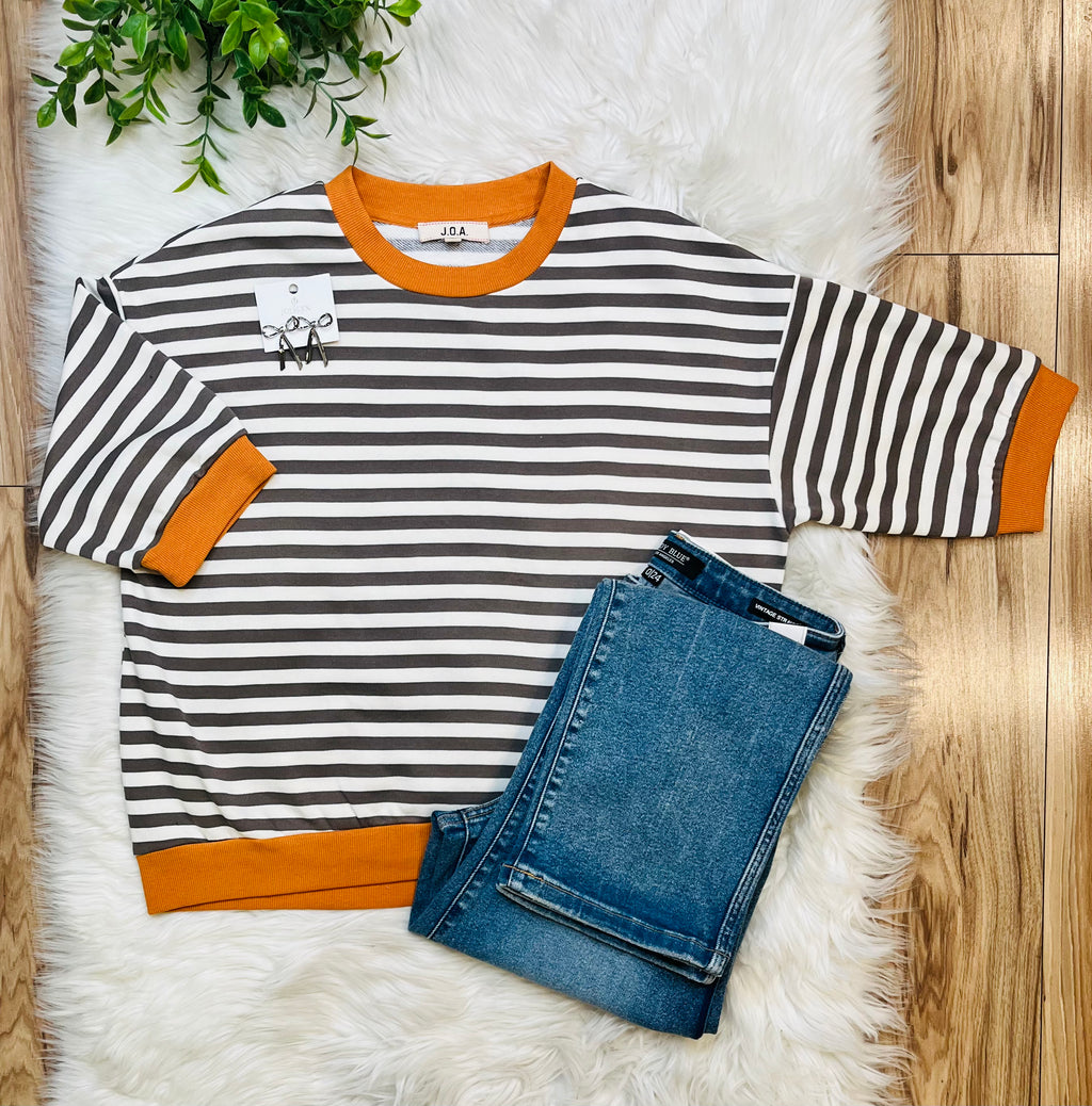 Women’s Blu Pepper Deep Taupe Stripe Top
