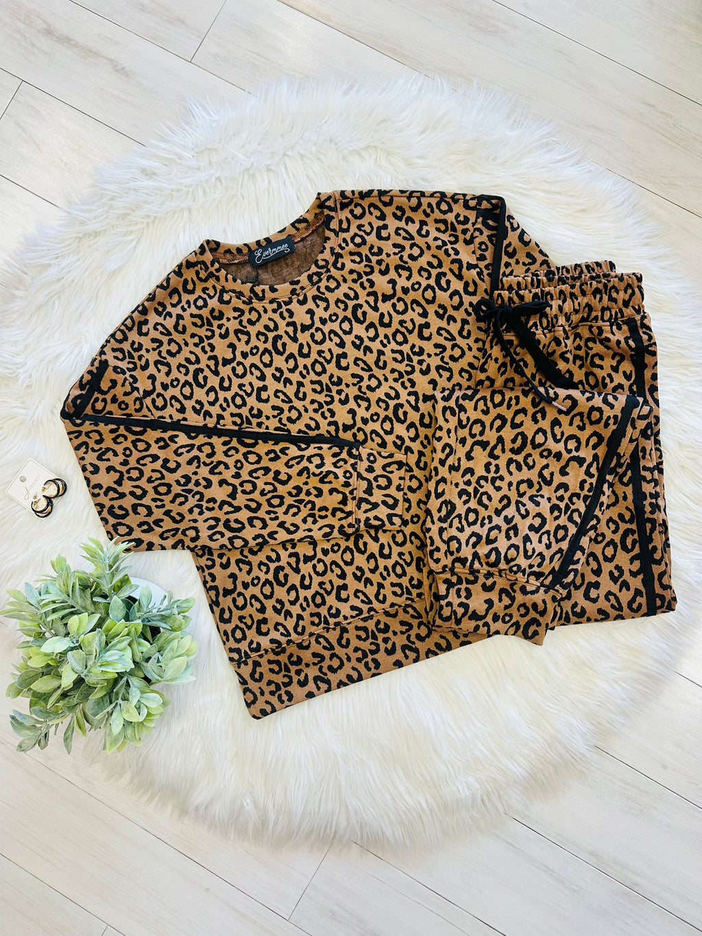Women’s Cheetah Print Brown and Black Pant Set