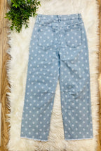 Women’s Evermmee Polka Dot Denim Pants - True To Size