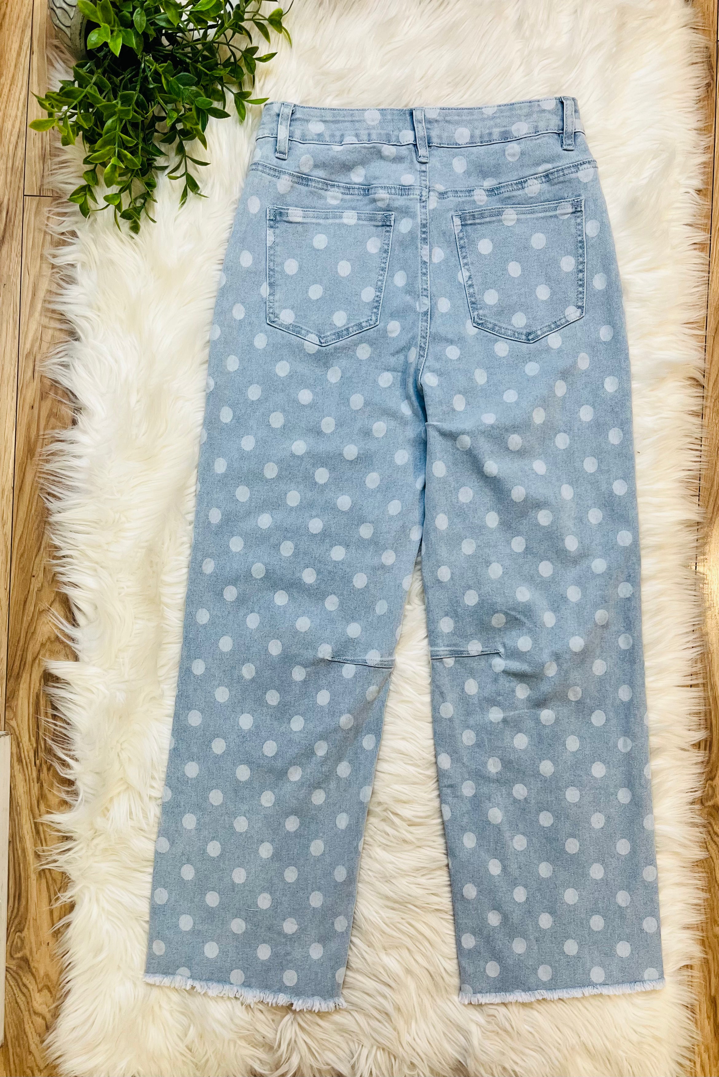 Women’s Evermmee Polka Dot Denim Pants - True To Size