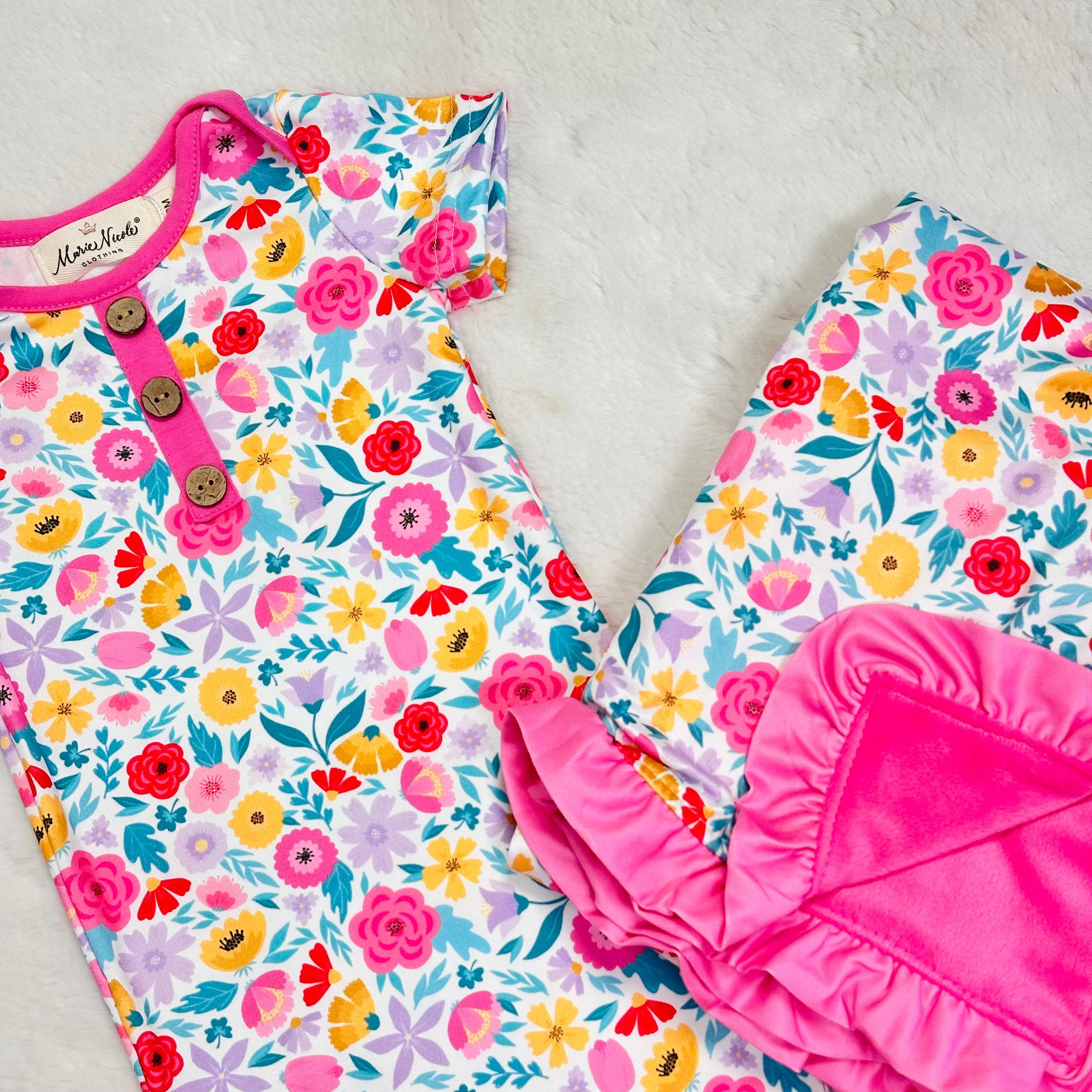 Girls Garden Fresh Cutie Knot Gown and Blanket Set