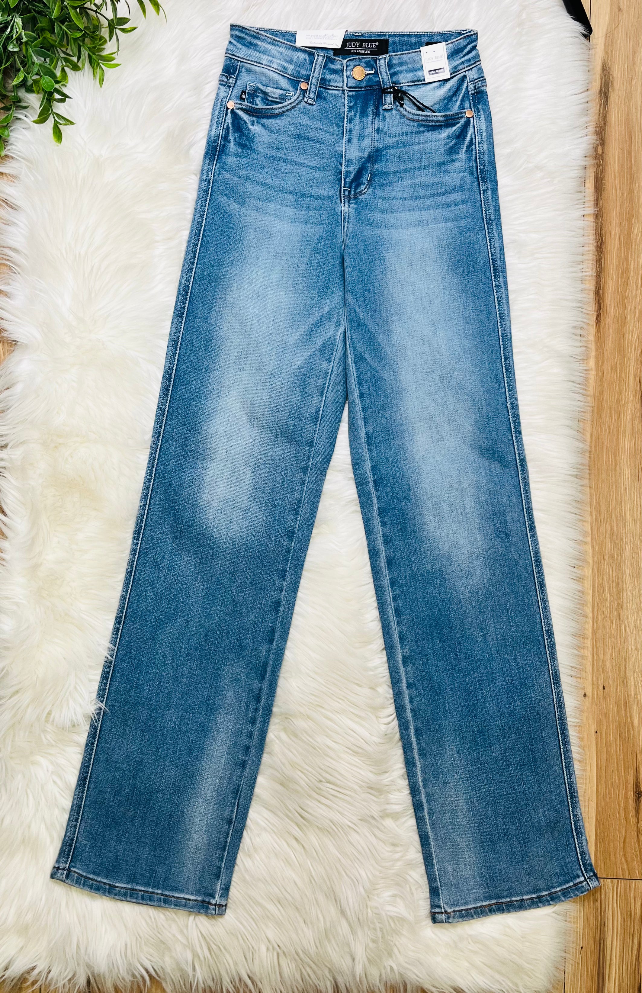 Women’s Judy Blue Medium Wash Contrast Straight Jeans 8784