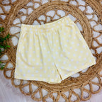 Women’s Yellow Short Set with White Polka Dots