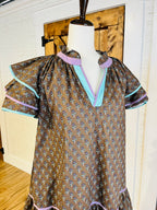Women’s Taupe Boho Ruffle Sleeve Mini Dress
