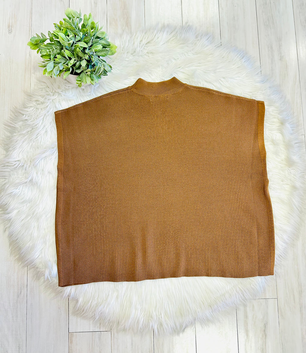 Women’s Deep Camel Mock Neck Top oversized