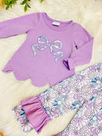 Girl’s Purple Floral Bow Outfit