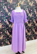 Women’s Evermmee Curvy Purple Dot Pattern Smocked Dress