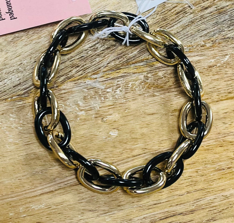 Black and Gold Chained Bracelet